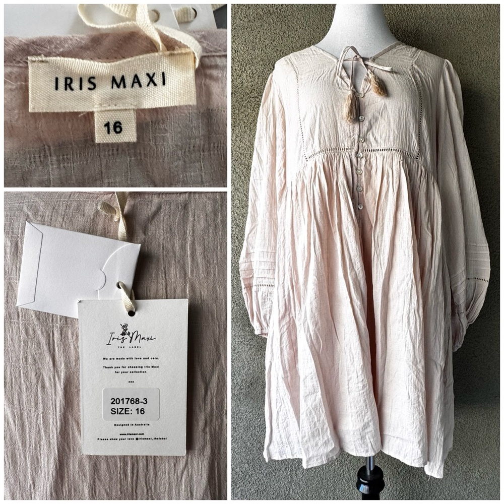 “Iris Maxi” Apricot Peasant Tunic Top NWT